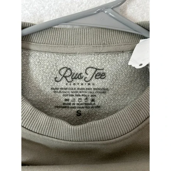 RusTee Clothing Midwest Graphic Sweatshirt Tan Green Small Crewneck Pullover New - Picture 3 of 4
